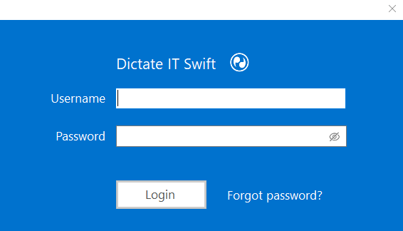 Screenshot of the integration broker version of the Swift login screen