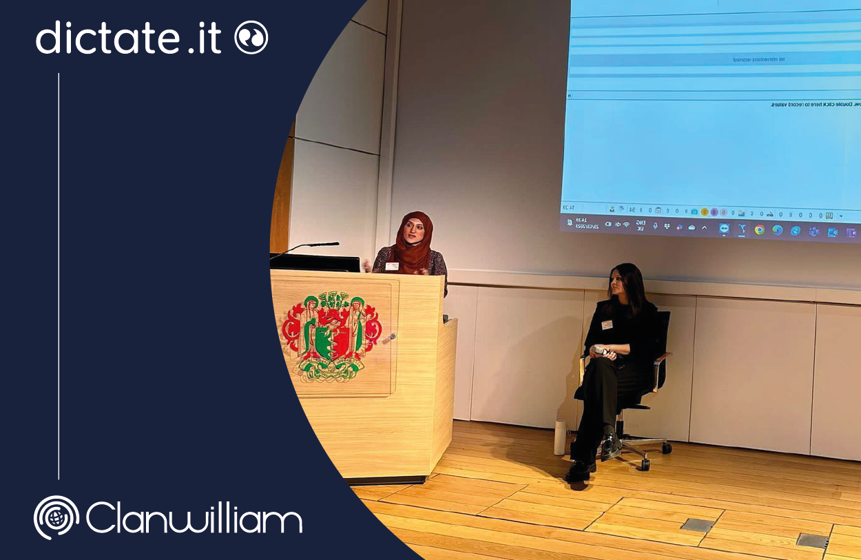 Faiza Saleem, Sales Director, and Siobhan Moll, UK Marketing Manager, presenting at the GovConnect ICS conference