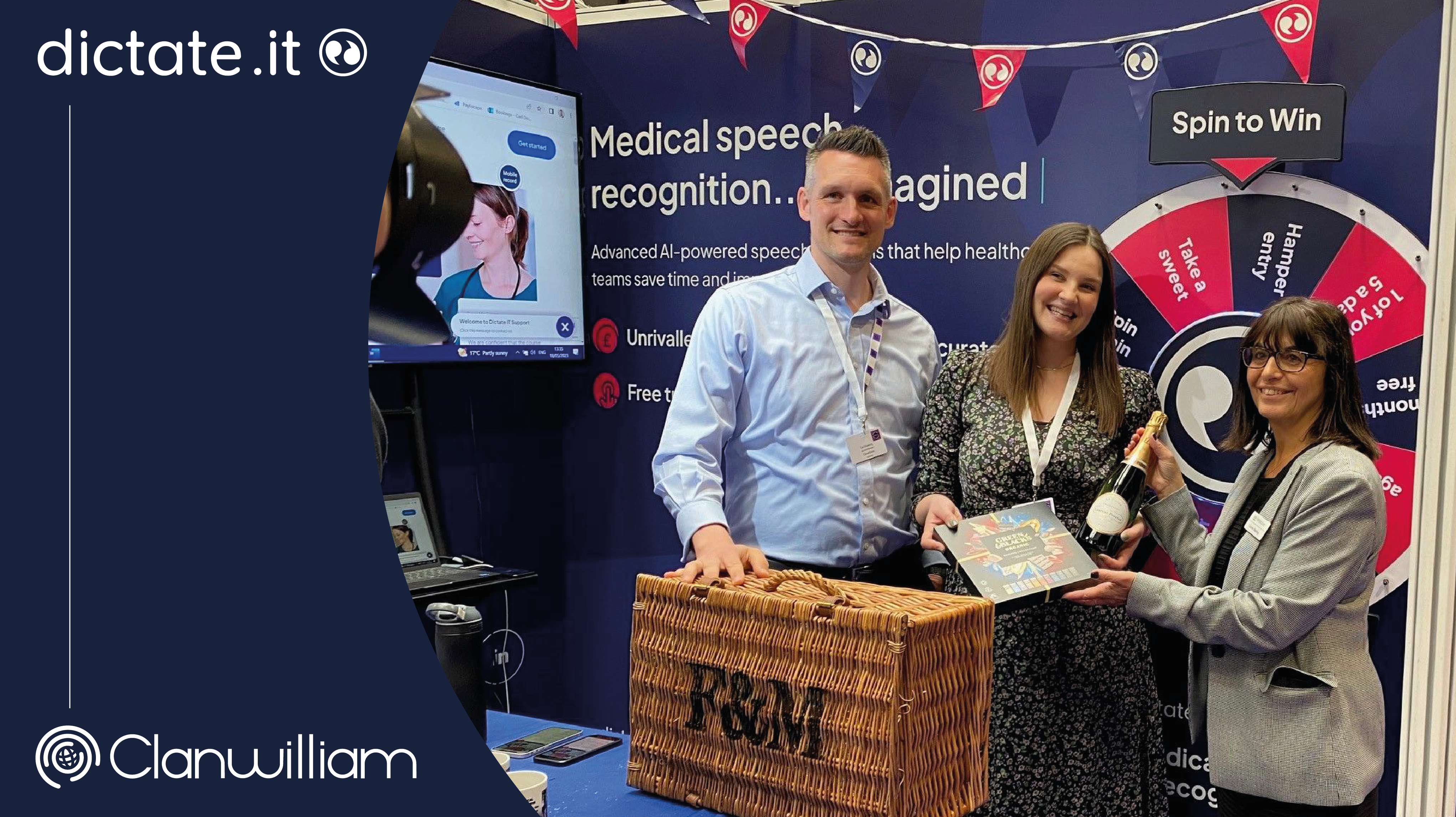 Carl Downing, Account Manager, and Siobhan Moll, UK Marketing Manager, being awarded 'Best Small Stand' at Primary Care and Public Health 2023